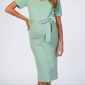PinkBlush Knit Light Sage Maternity Dress - worn once!